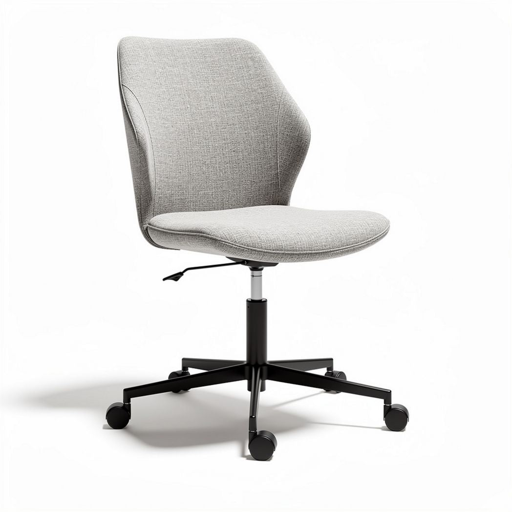 Adjustable grey fabric office chair with swivel base and ergonomic design 52 x 52 x 85cm