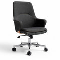 Fabric office chair with adjustable height swivel and rolling wheels gray color