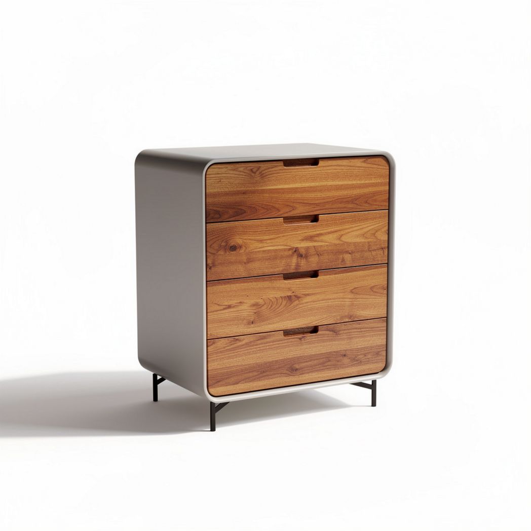Modern wooden 4-drawer storage cabinet in walnut finish 60 x 45 x 75cm
