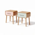 Wooden nightstand with two drawers in pastel colors 40 x 40 x 50cm