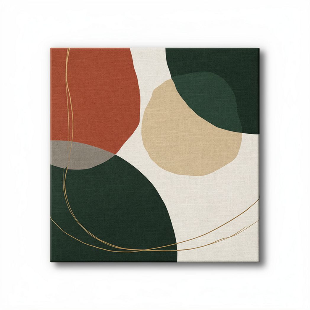 Abstract geometric canvas wall art in earthy tones 30 x 30 x 2cm