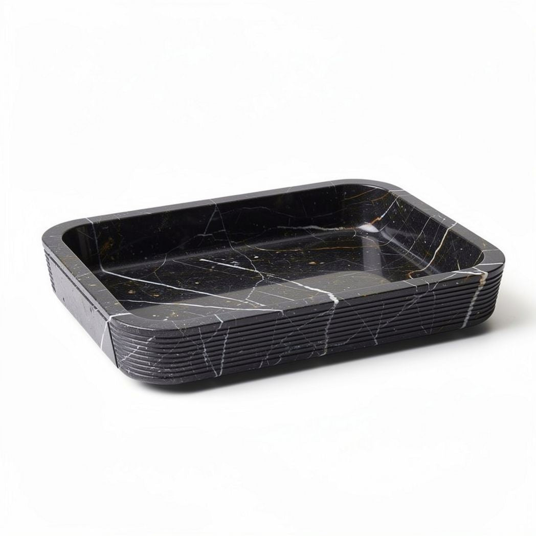 Black marble serving tray for decorative and functional use 30 x 20 x 5cm