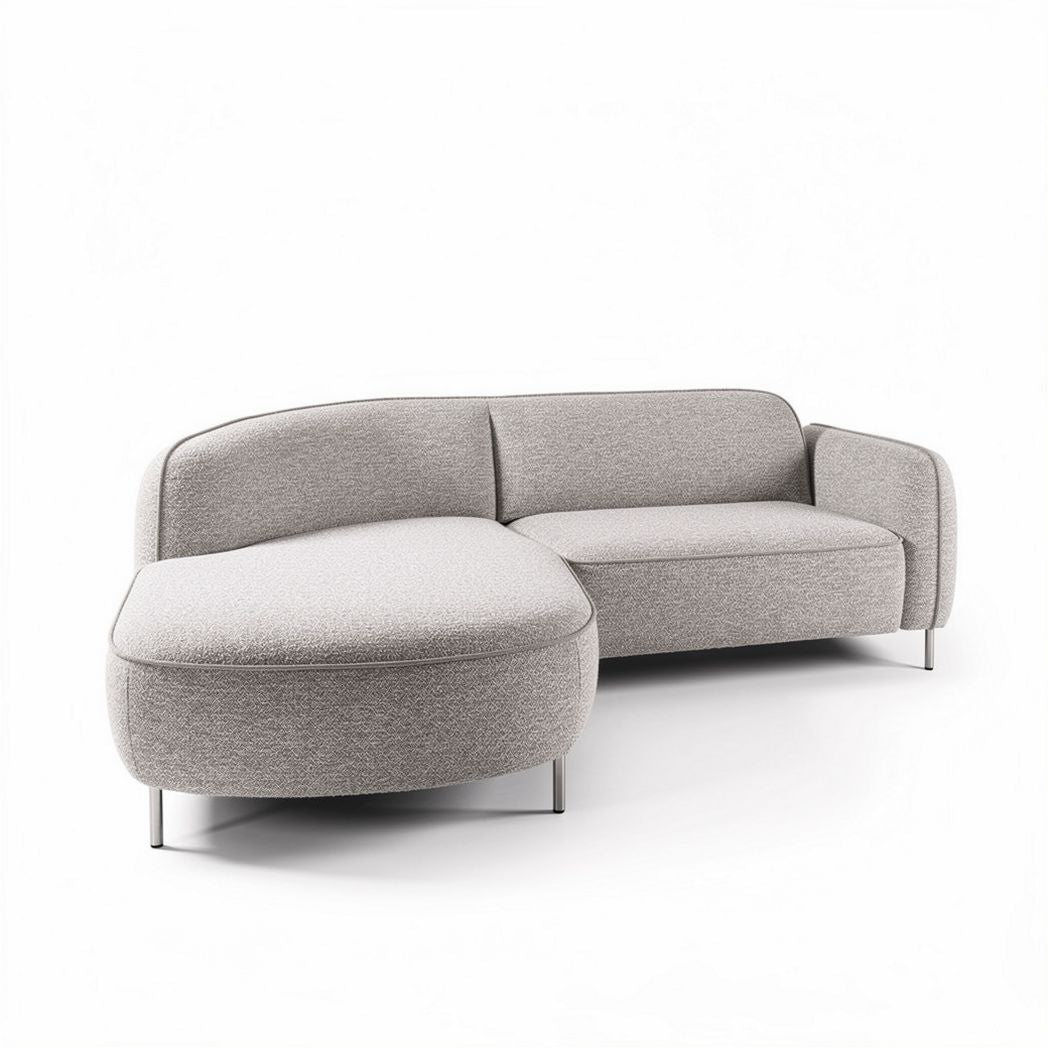 L-shaped modern fabric sectional sofa in light gray 200 x 90 x 75cm